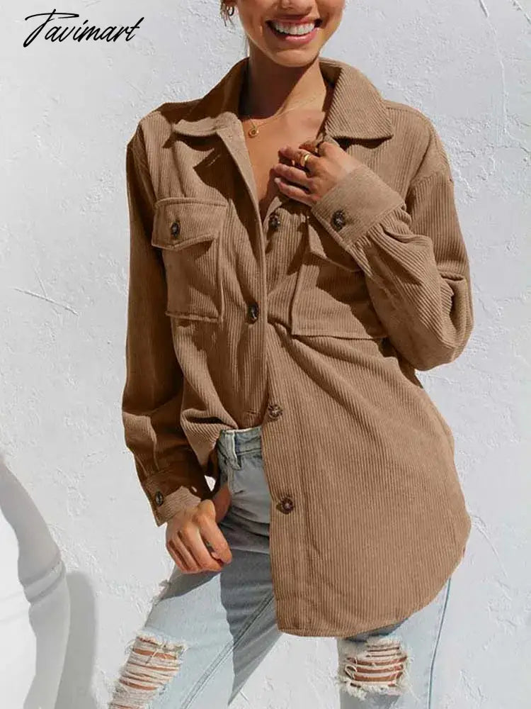 Autumn Long Corduroy Jacket Women Loose Coat Winter Jacket Coat Women Overshirt Button Up Shirt Jackets For Women