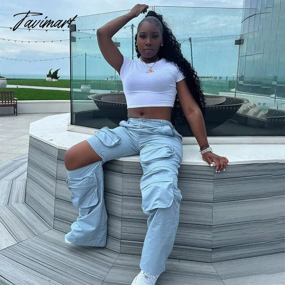 Autumn Solid Cargo Pants for Women Multi Pockets Detachable Trouser Legs Button Fly High Waist Casual Streetwear Bottoms