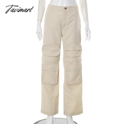 Autumn Solid Cargo Pants for Women Multi Pockets Detachable Trouser Legs Button Fly High Waist Casual Streetwear Bottoms