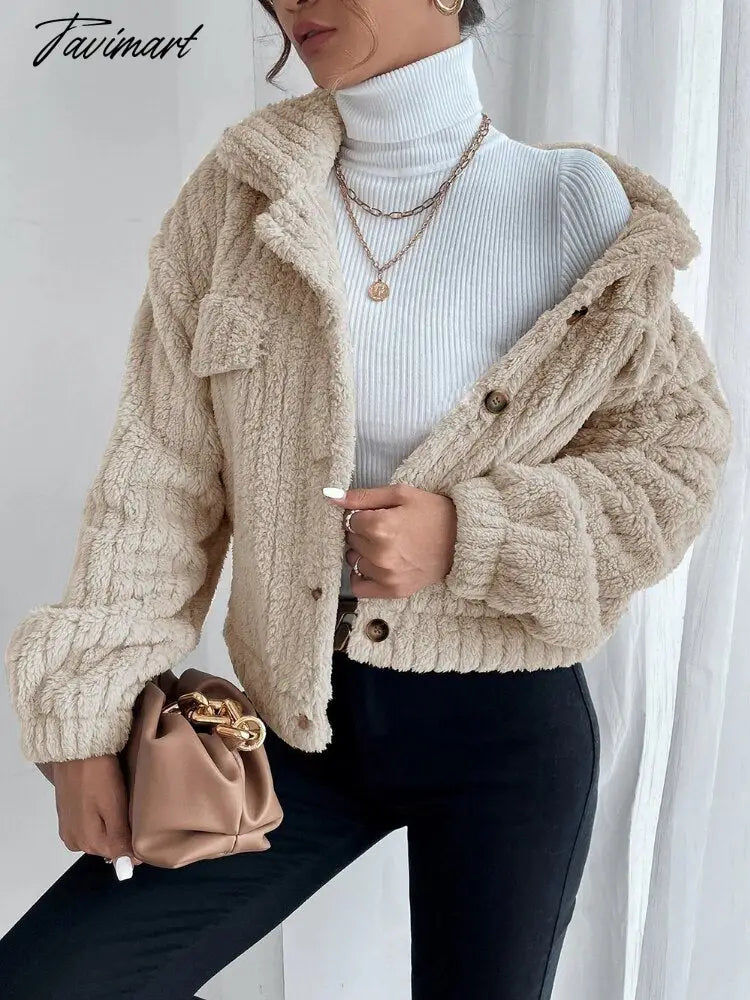 Autumn Winter Female Long Sleeve Urban Warm Casual Short Coats Women Solid Color Office Elegant Tops