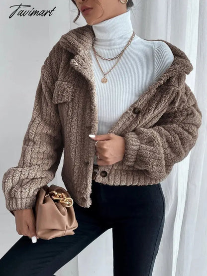 Autumn Winter Female Long Sleeve Urban Warm Casual Short Coats Women Solid Color Office Elegant Tops