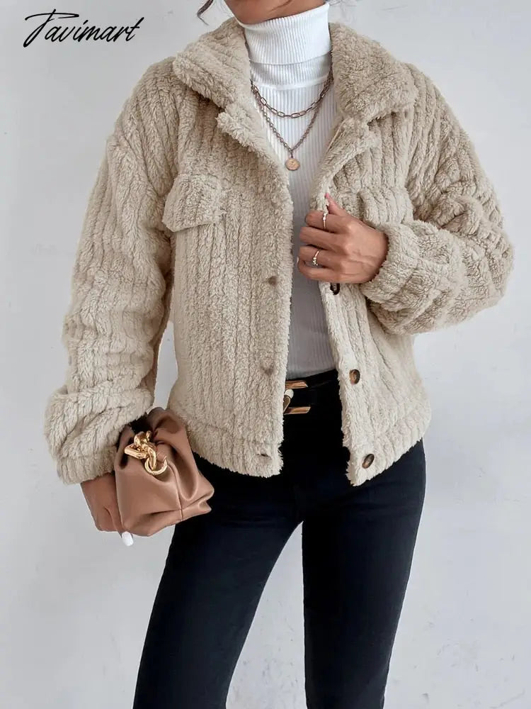Autumn Winter Female Long Sleeve Urban Warm Casual Short Coats Women Solid Color Office Elegant Tops