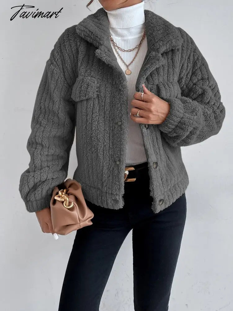 Autumn Winter Female Long Sleeve Urban Warm Casual Short Coats Women Solid Color Office Elegant Tops