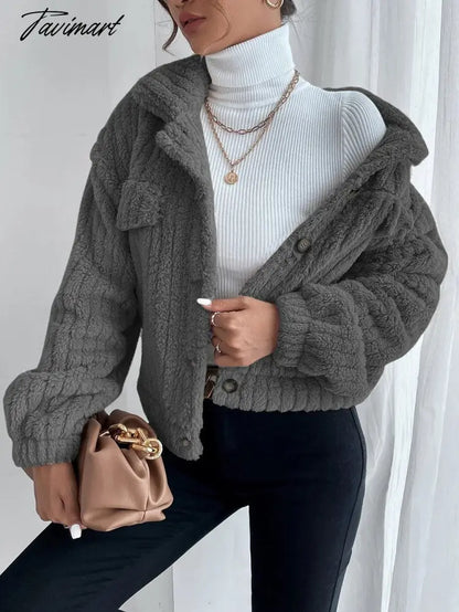 Autumn Winter Female Long Sleeve Urban Warm Casual Short Coats Women Solid Color Office Elegant Tops