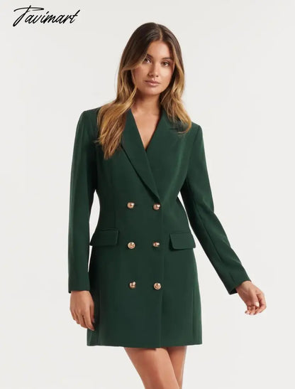 Autumn Winter New Women's Slim Fit Solid Color Casual Office Lady Double Breasted Mid Length Women Clothing Blazer Femme