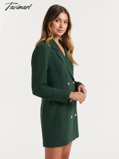 Autumn Winter New Women's Slim Fit Solid Color Casual Office Lady Double Breasted Mid Length Women Clothing Blazer Femme