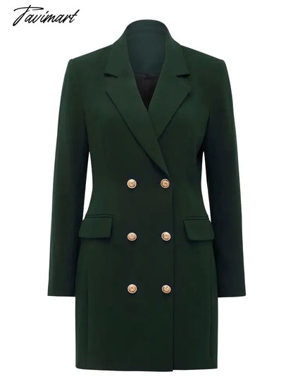 Autumn Winter New Women's Slim Fit Solid Color Casual Office Lady Double Breasted Mid Length Women Clothing Blazer Femme