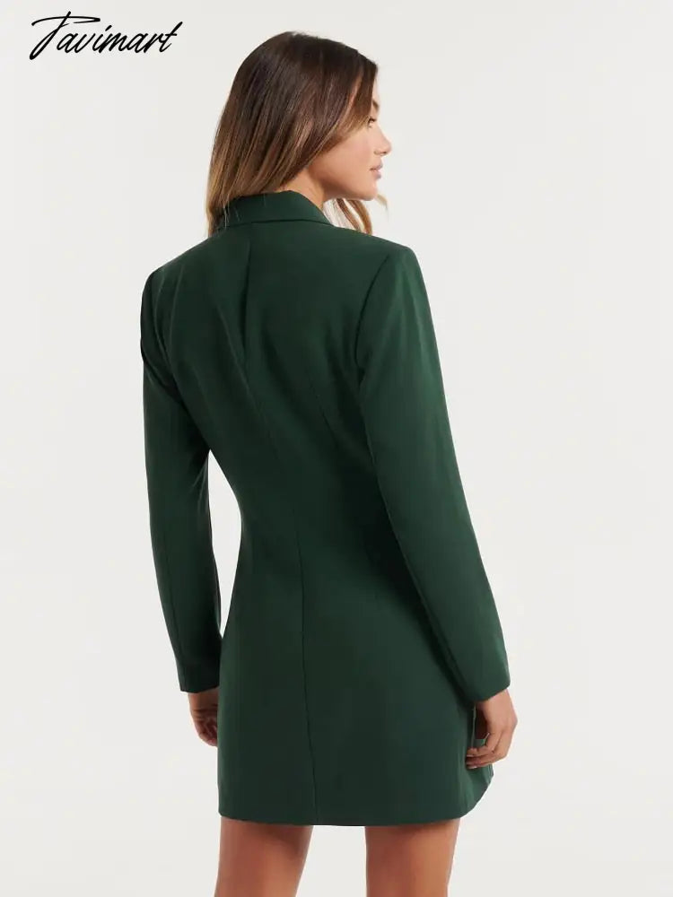 Autumn Winter New Women's Slim Fit Solid Color Casual Office Lady Double Breasted Mid Length Women Clothing Blazer Femme