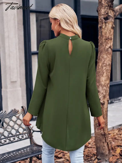Autumn Winter Women Casual Elegance Tops Lady Fashion Solid Color Half High Neck Long Sleeve Slim Fit Fake Two Schiffon Shirts