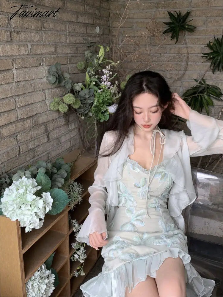 Bandage Strap Sexy Party Mini Dress Female Designer Elegant Dress Summer Fairy Floral Sweet Dress Women Korean Fashion vestidos