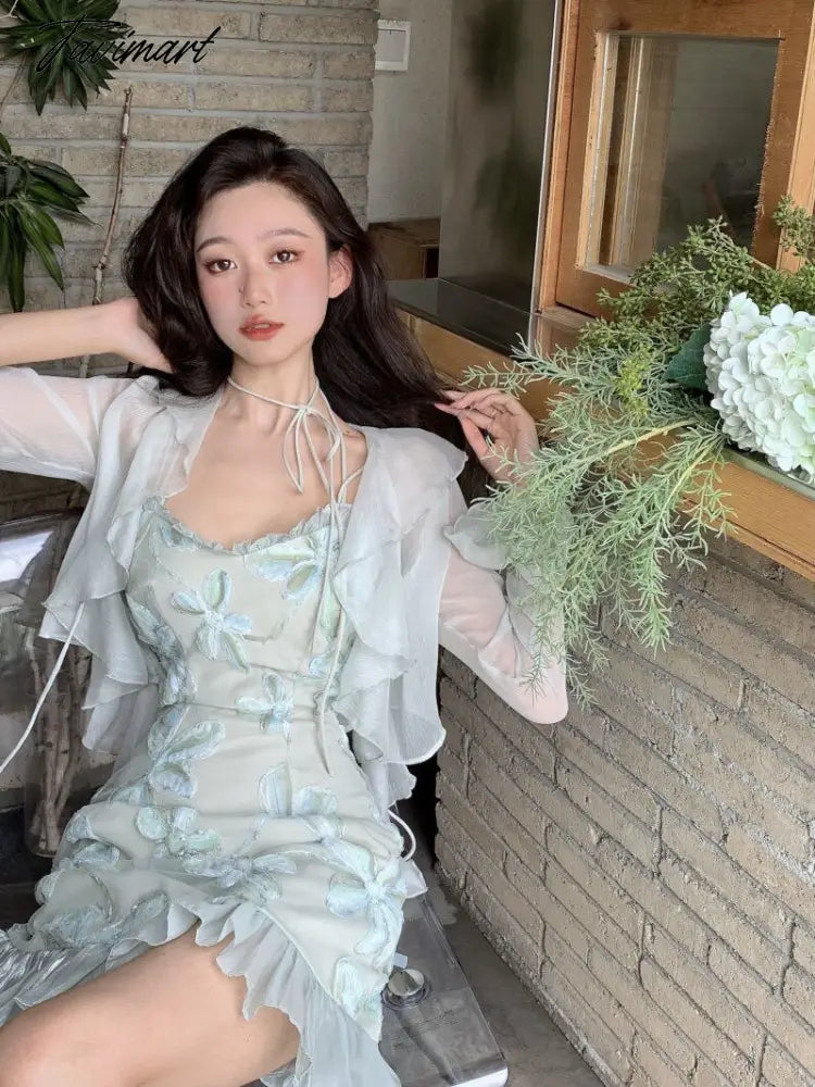 Bandage Strap Sexy Party Mini Dress Female Designer Elegant Dress Summer Fairy Floral Sweet Dress Women Korean Fashion vestidos