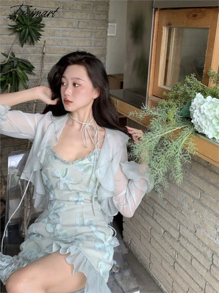 Bandage Strap Sexy Party Mini Dress Female Designer Elegant Dress Summer Fairy Floral Sweet Dress Women Korean Fashion vestidos