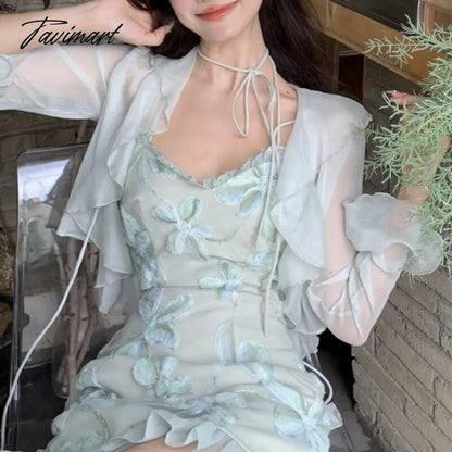 Bandage Strap Sexy Party Mini Dress Female Designer Elegant Dress Summer Fairy Floral Sweet Dress Women Korean Fashion vestidos