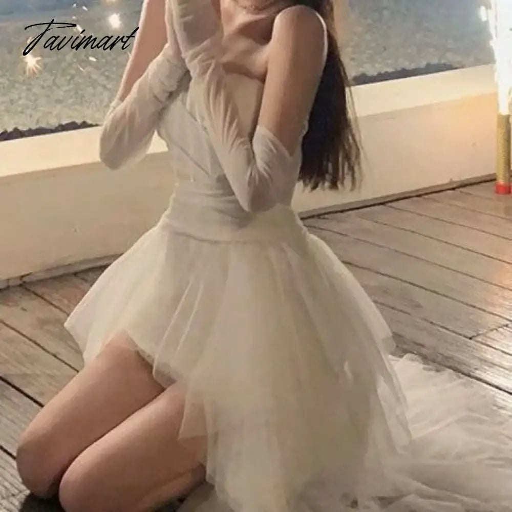 Birthday Party Dress Temperament Sexy Strapless White Dresses 2024 Engagement Light Luxury Niche Chic Sweet Vestido