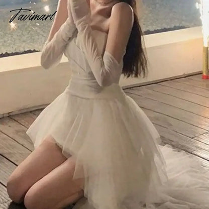 Birthday Party Dress Temperament Sexy Strapless White Dresses 2024 Engagement Light Luxury Niche Chic Sweet Vestido