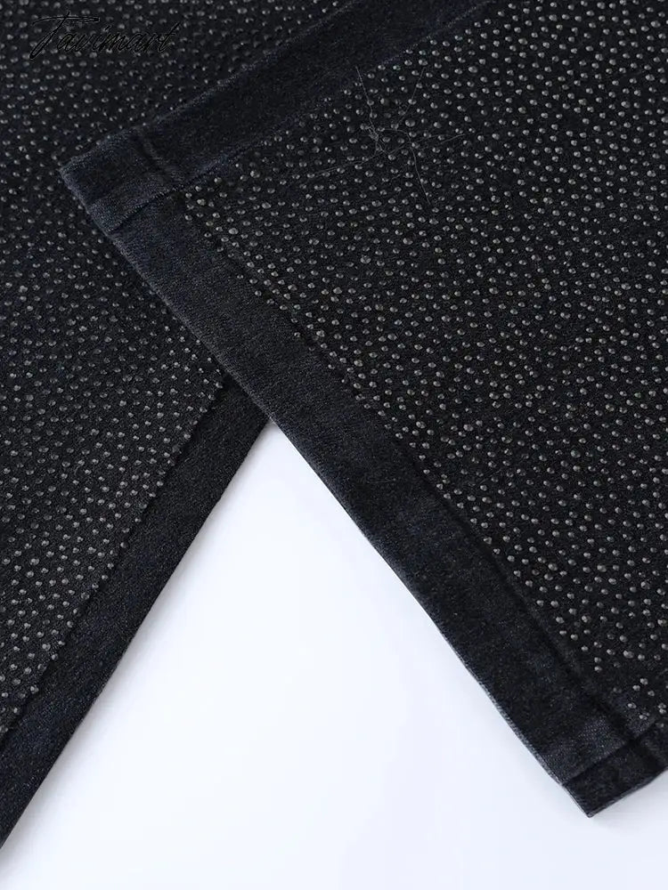 Black Jeans for Women Diamond baggy Pants high waist wide legged straight leg Y2k Autumn/Winter Women's Streetwear Clothes