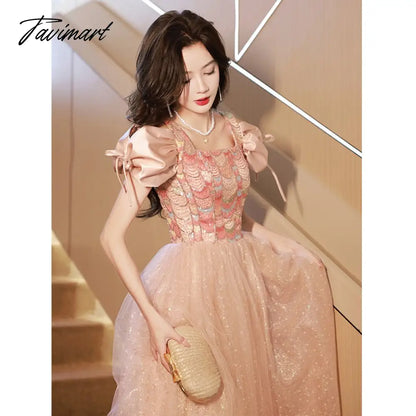 Blingbling Prom Dress Luxury Satin Sequins Sexy Backless Lace Up Bubble Sleeves Square Neck Long Tulle Birthday Party Gowns