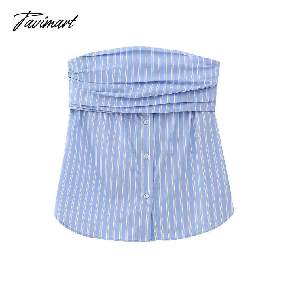 Blouses For Women Clothes Gathered Detail Bust Off Shoulder Sexy Top Strapless Sleeveless Front Buttons White Blouse Female