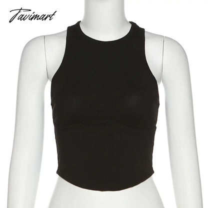BoozRey Fashion Round Neck Sleeveless Slim Short Navel Solid Women's Tank Tops Summer Casual Y2k Crop Tops for Women