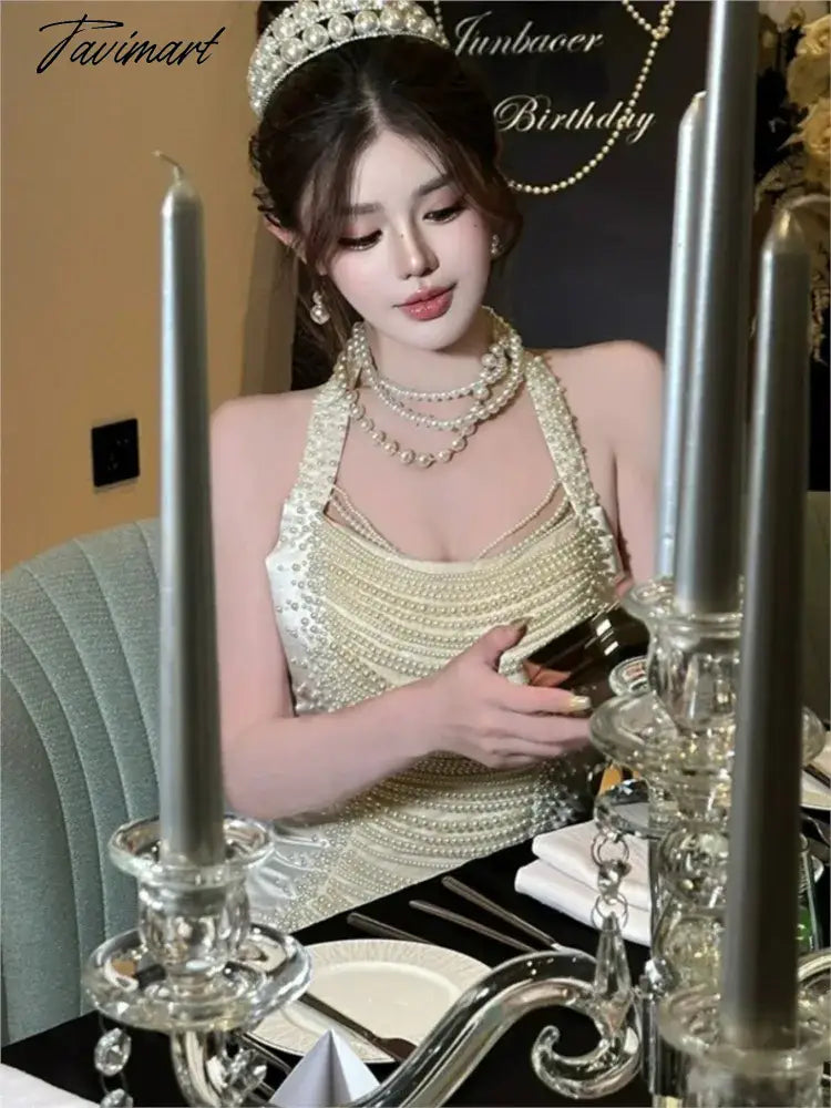 Bridal Gown Toast Dress Annual Meeting Engagement Heavy Industry Fishtail Halter for Women