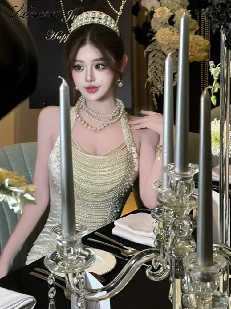 Bridal Gown Toast Dress Annual Meeting Engagement Heavy Industry Fishtail Halter for Women