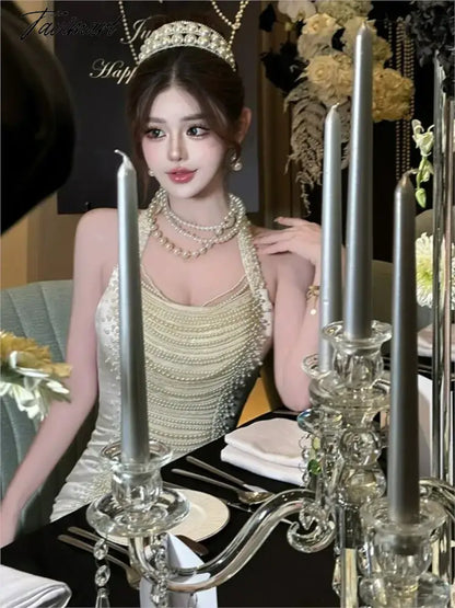 Bridal Gown Toast Dress Annual Meeting Engagement Heavy Industry Fishtail Halter for Women