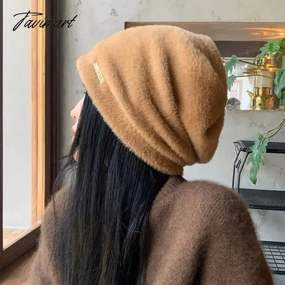 Bucket Hat For Women Fashion Hat Soft Hat Fashion Solid Color Ear Protection Winter Hat Warm Plush Hat Thicken Outdoor Cap