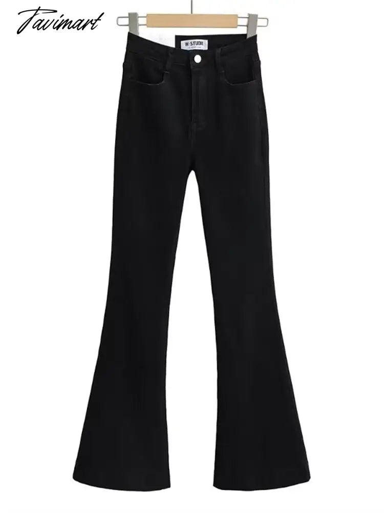 Casual Bell Bottom Pants Jeans for Women Blue Elastic Fashion Y2K Trousers Autumn New High Waisted Flare Jeans