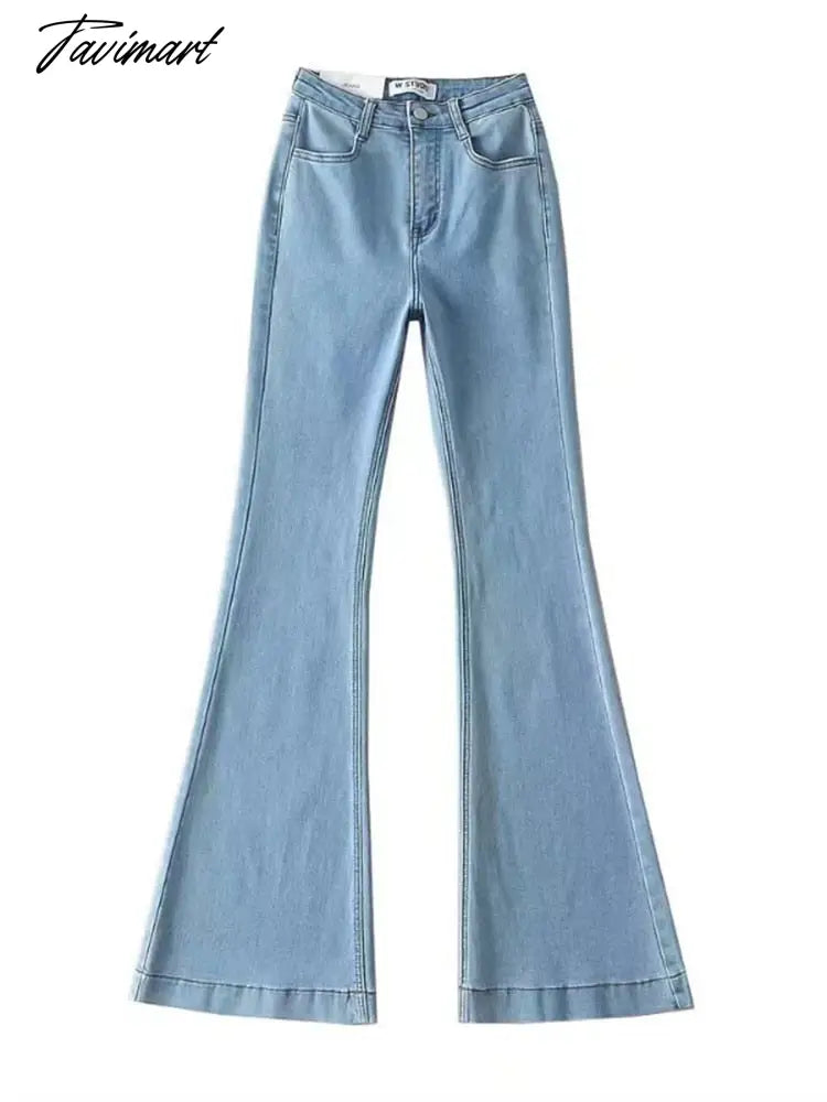 Casual Bell Bottom Pants Jeans for Women Blue Elastic Fashion Y2K Trousers Autumn New High Waisted Flare Jeans
