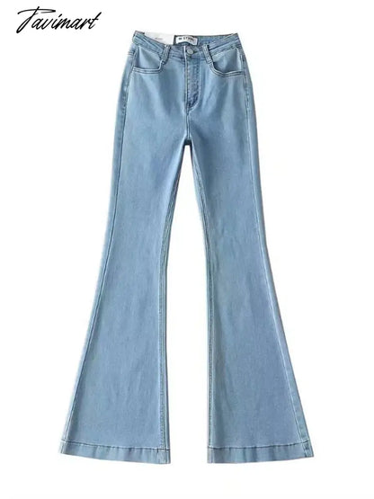 Casual Bell Bottom Pants Jeans for Women Blue Elastic Fashion Y2K Trousers Autumn New High Waisted Flare Jeans
