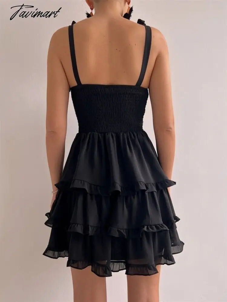 Casual Elegant Black Women's Summer Dress Backless Cake Birthday Corset Mini Short Sexy Chiffon Party Dress Female Vestidos