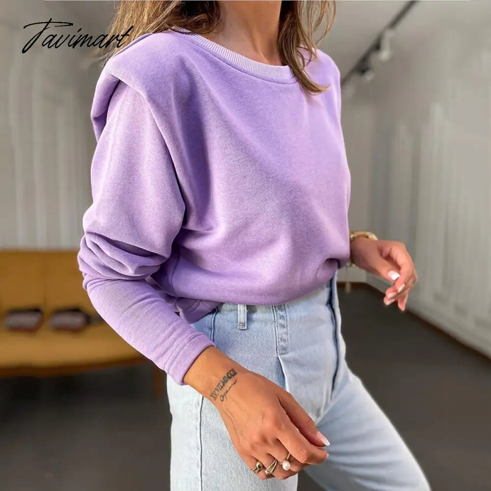 Casual Thick Sweatshirt Women Fashion Shoulder Pads Winter Clothes Women Pullover Loose Sudadera Mujer Tops