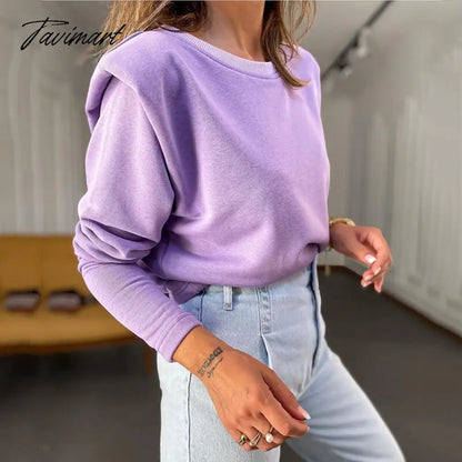 Casual Thick Sweatshirt Women Fashion Shoulder Pads Winter Clothes Women Pullover Loose Sudadera Mujer Tops