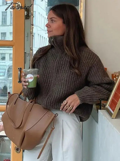 Casual Turtleneck Loose Sweater For Women Fashion Long-sleeved Solid Pullover Female Street Office Outerwear Jumpers