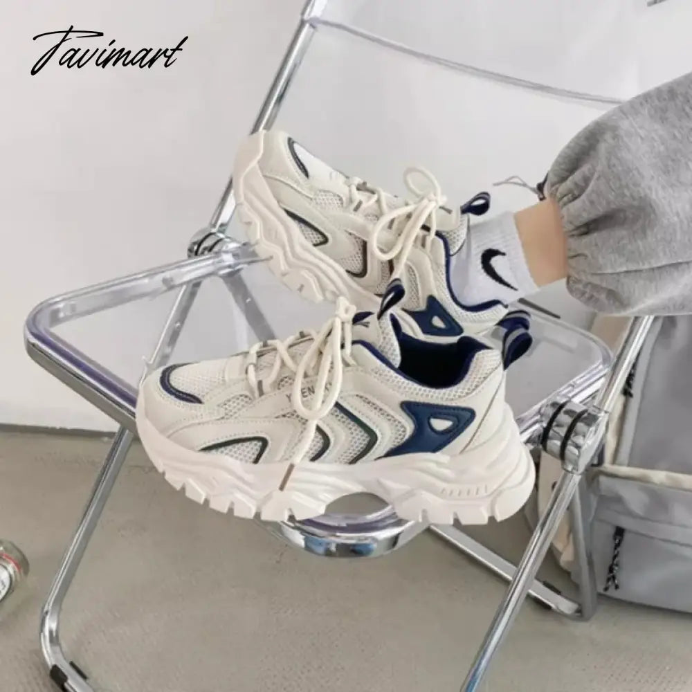 Casual Vintage Womens Sports Shoes Mesh Breathable Platform Running Chunky Sneakers Student Vulcanized New Fashion Shoes