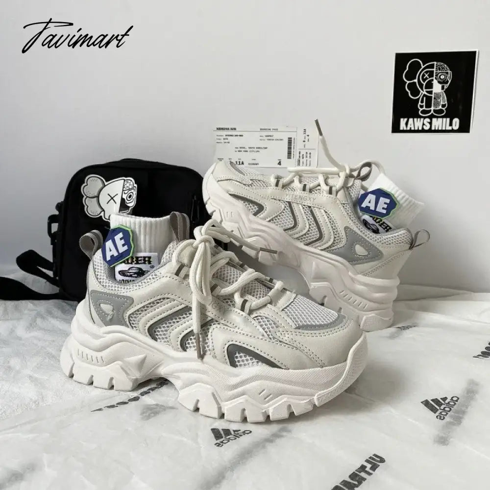 Casual Vintage Womens Sports Shoes Mesh Breathable Platform Running Chunky Sneakers Student Vulcanized New Fashion Shoes