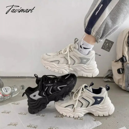 Casual Vintage Womens Sports Shoes Mesh Breathable Platform Running Chunky Sneakers Student Vulcanized New Fashion Shoes