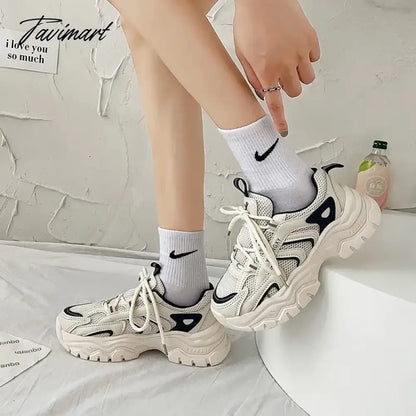 Casual Vintage Womens Sports Shoes Mesh Breathable Platform Running Chunky Sneakers Student Vulcanized New Fashion Shoes