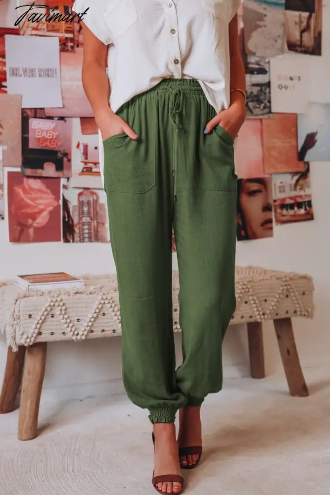 Chic Ruched Pants For Women Solid Hign Waist Drawstring Trouser Korean Fashion Joggers Sweatpants Roupas Femininas