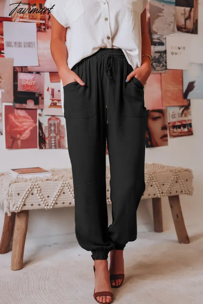 Chic Ruched Pants For Women Solid Hign Waist Drawstring Trouser Korean Fashion Joggers Sweatpants Roupas Femininas