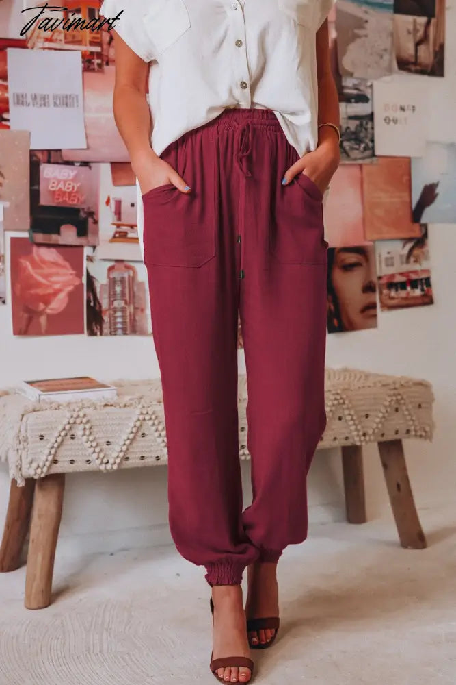 Chic Ruched Pants For Women Solid Hign Waist Drawstring Trouser Korean Fashion Joggers Sweatpants Roupas Femininas