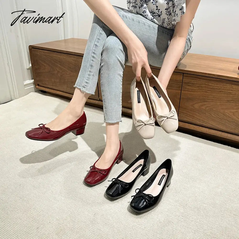 Classic Female Flats Ballerina Shoes Women Fashion Square Toe Pleated Ballet Bow Knot Shallow Moccasin Casual Loafer
