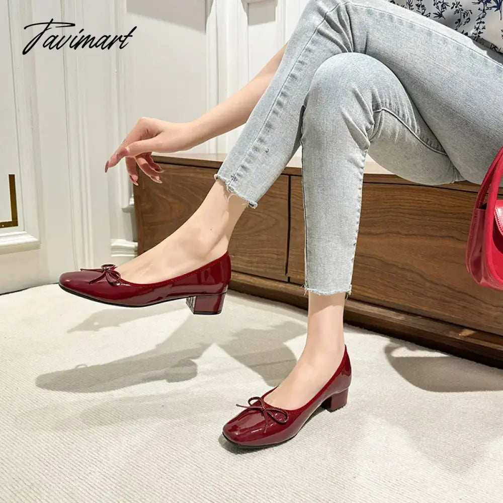 Classic Female Flats Ballerina Shoes Women Fashion Square Toe Pleated Ballet Bow Knot Shallow Moccasin Casual Loafer