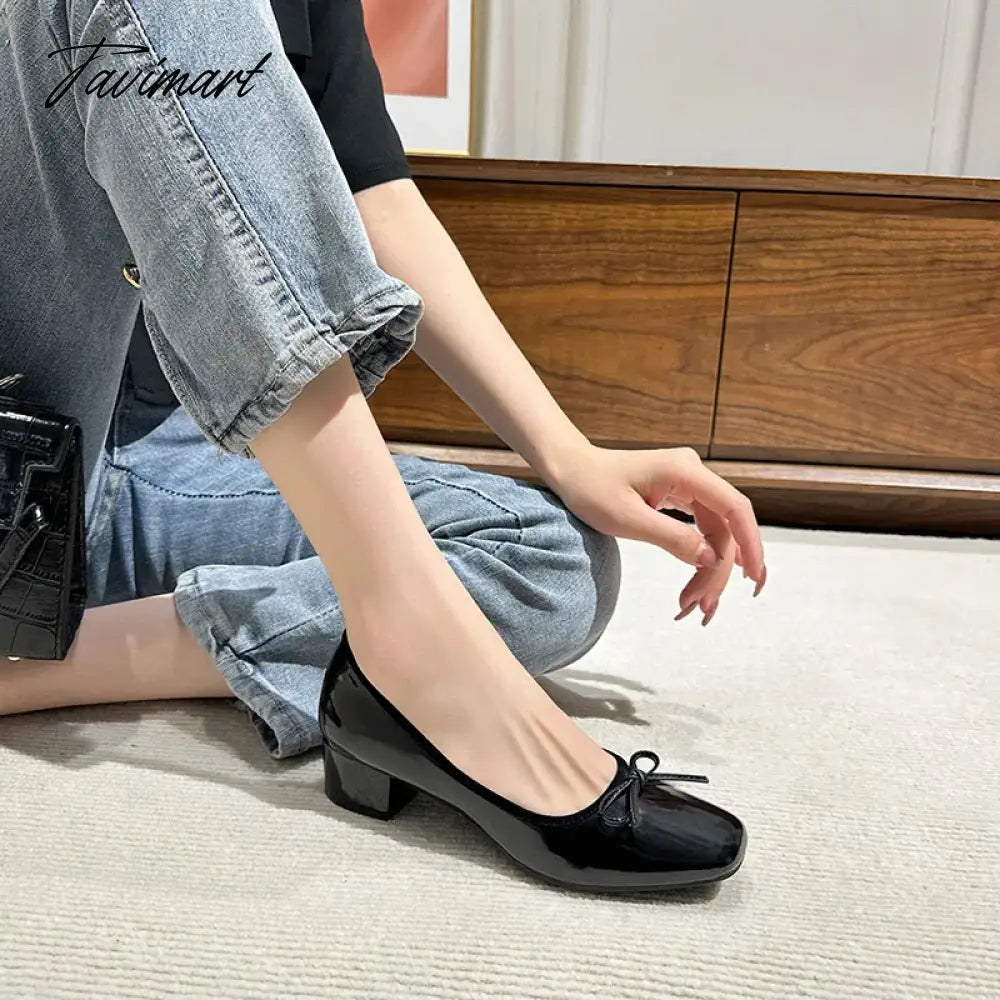 Classic Female Flats Ballerina Shoes Women Fashion Square Toe Pleated Ballet Bow Knot Shallow Moccasin Casual Loafer