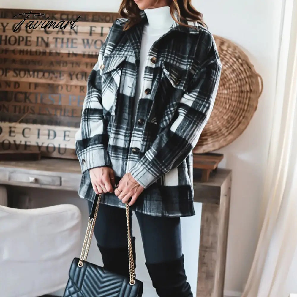 Commuter Office Ladies Button Cardigan Jackets Women Autumn Fashion Lapel Long Sleeve Coats Casual Single Breasted Loose Jacket