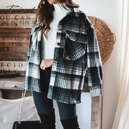 Commuter Office Ladies Button Cardigan Jackets Women Autumn Fashion Lapel Long Sleeve Coats Casual Single Breasted Loose Jacket