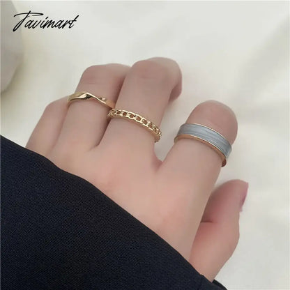Creative Simple Oil Drop Pearl Rings for Women Silver Color Senior Chain Ring Combination Set Fashion Jewelry Gift