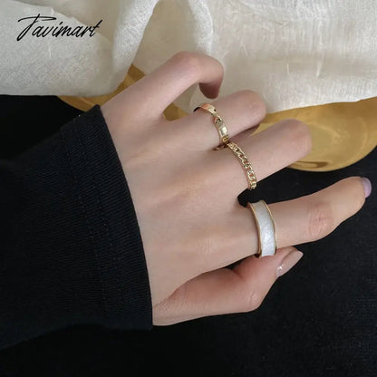 Creative Simple Oil Drop Pearl Rings for Women Silver Color Senior Chain Ring Combination Set Fashion Jewelry Gift
