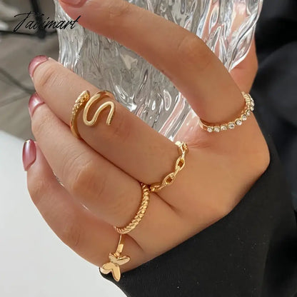 Creative Simple Oil Drop Pearl Rings for Women Silver Color Senior Chain Ring Combination Set Fashion Jewelry Gift