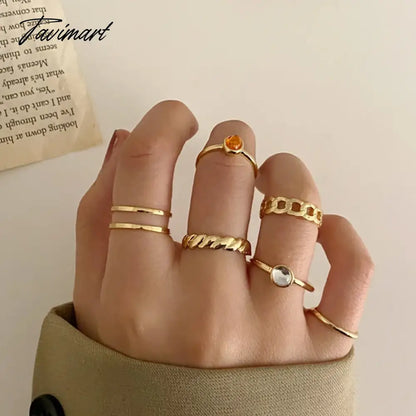 Creative Simple Oil Drop Pearl Rings for Women Silver Color Senior Chain Ring Combination Set Fashion Jewelry Gift